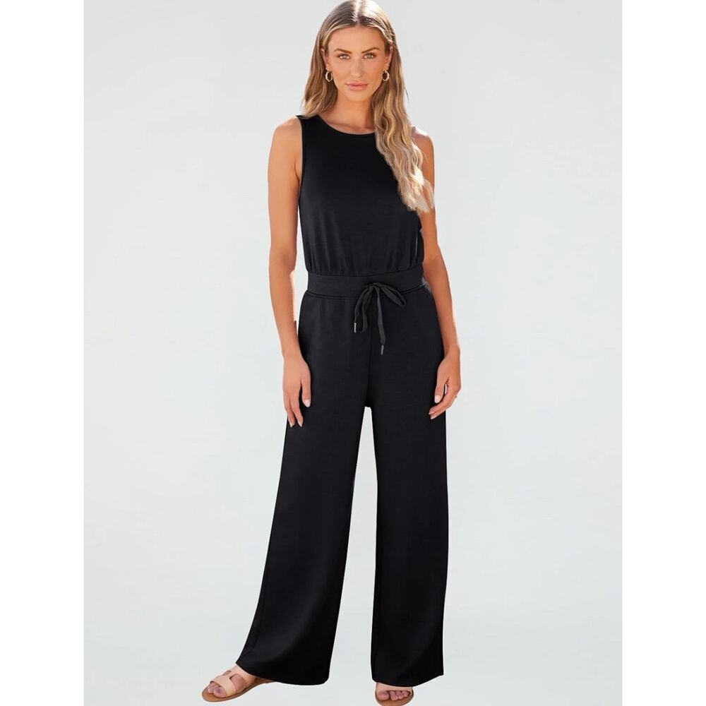 NEW Trendy Queen Women's Small Black  Jumpsuit Romper Casual Dressy Sleeveless